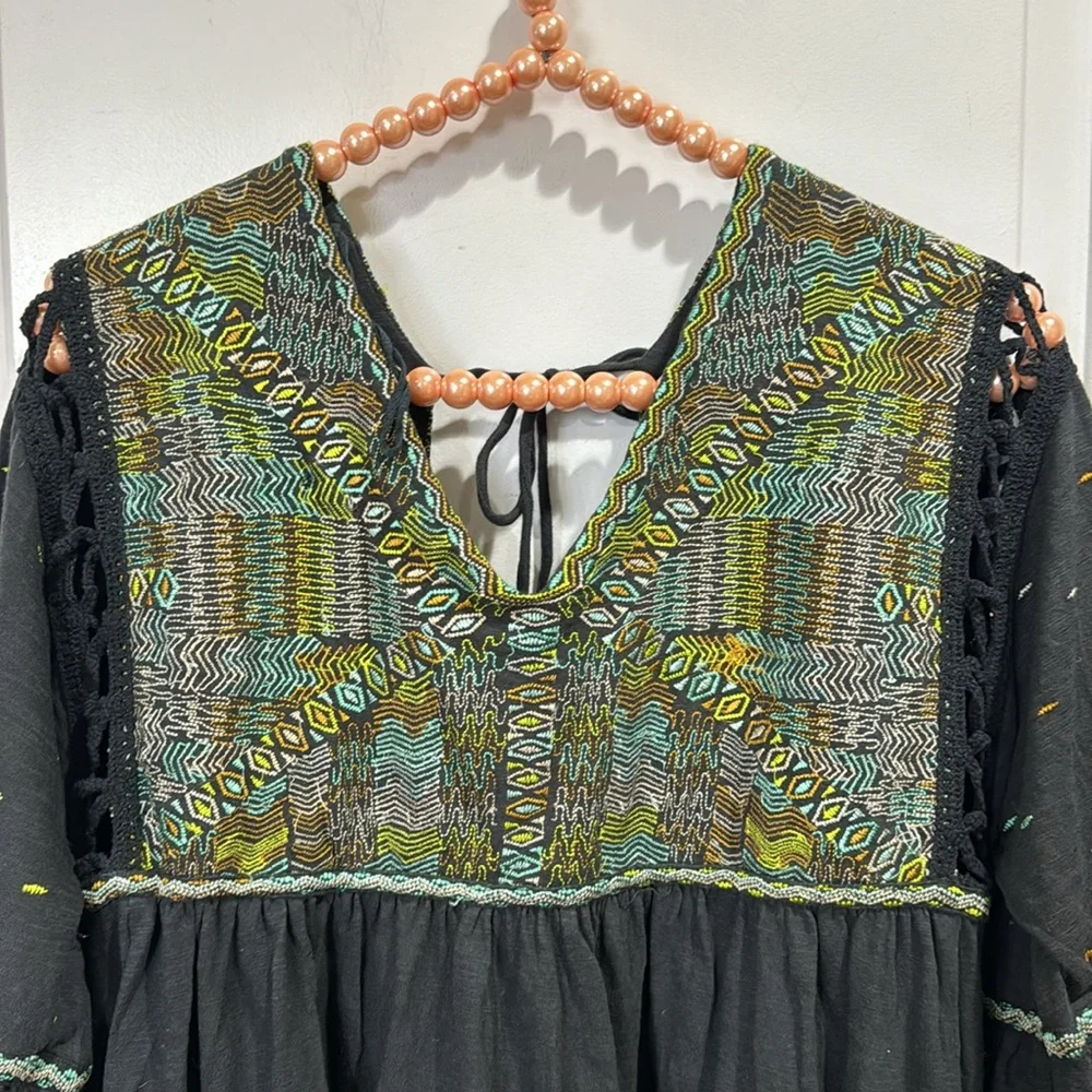 FREE PEOPLE MUCH LOVE EMBROIDERED COTTON TUNIC TOP - Picture 5 of 11